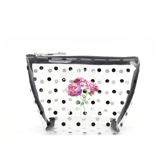 

Polka Dot Transparent Makeup Bags Private Label PVC Customized Clear Makeup Bag