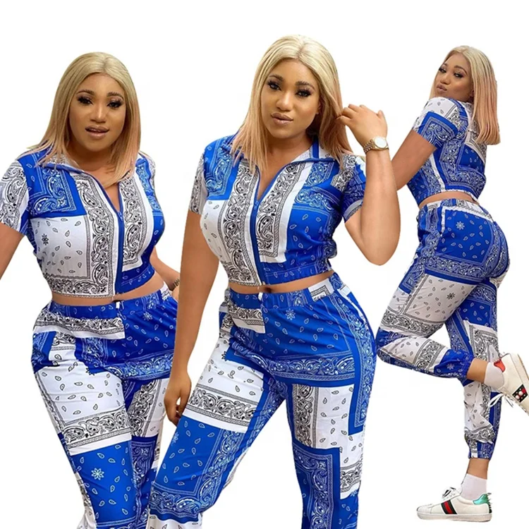 

2021 Paisley Print High Quality Womens Summer Tracksuit