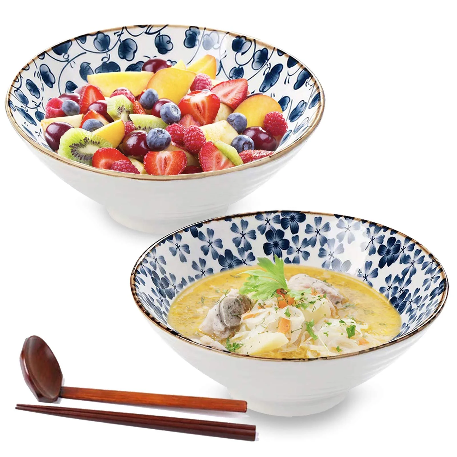 

Ceramic Japanese Ramen Noodle bowls Soup bowls for Salad Udon Soba Pho Asian Noodles