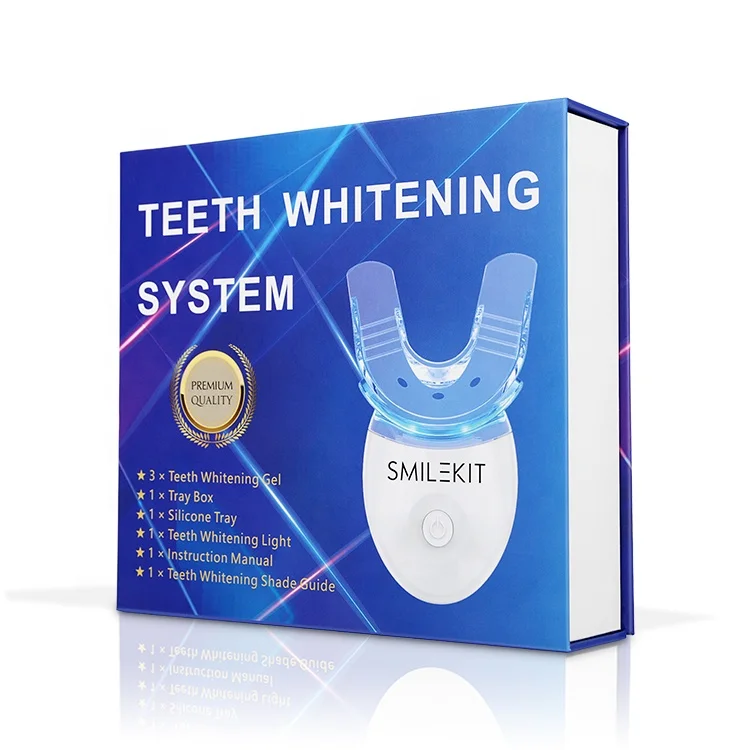 

smilekit NEW technology custom package approved oem private logo bleaching led home teeth whitening kit tooth, White color
