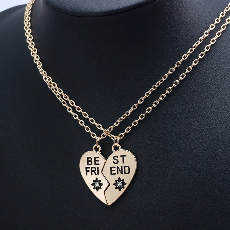 

Wholesale Free shipping cheap trendy silver gold best friends letters pendant necklaces