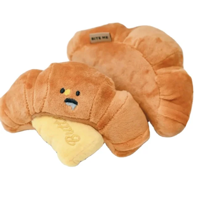 

INS popular style plush croissant hide and seek toy squeaky chew toy