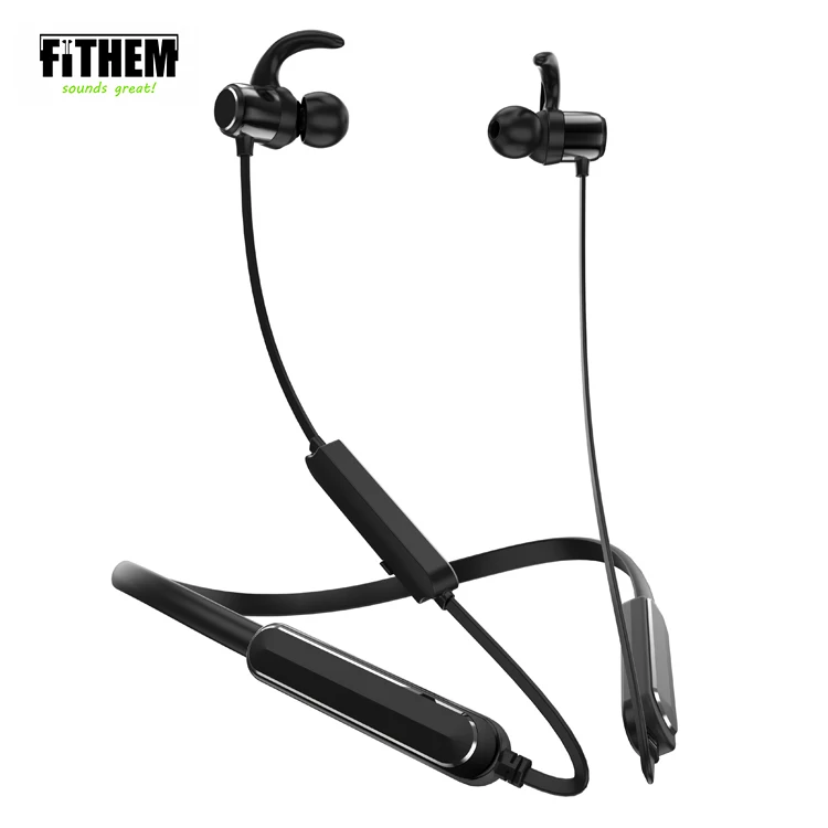 

FITHEM KS011B 2020 india boat bt v5.0 wireless neckband sport earphone new design dual double batteries 220 Amh