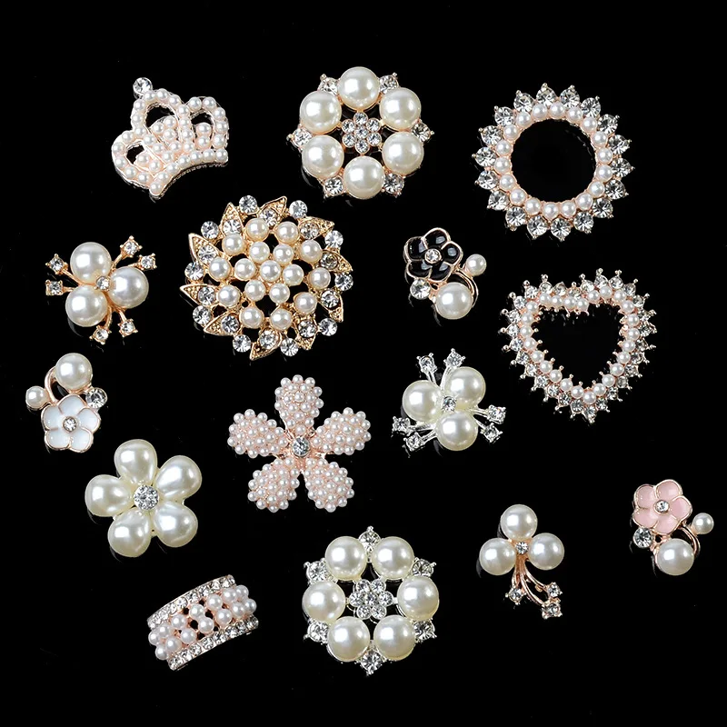 

JC heart crown pearl design decorative flower garment accessories for clothing alloy diy bag hair accessories