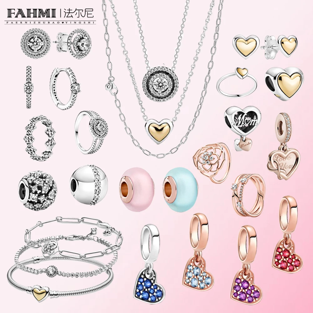 

sterling silver 925 jewellery New 100%925 Sterling Silver DIY Charm Rings Creative Basis Chain Bracelet Pendant On jwelery women