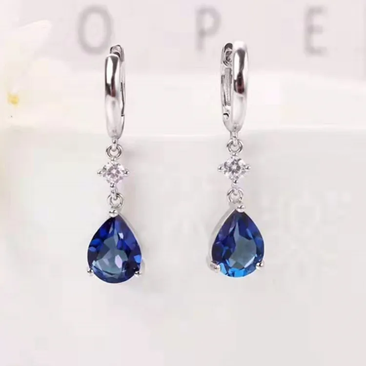 

simple elegant gemstone jewelry 925 sterling silver 8x10mm natural tanzanite blue topaz pendant earring for women, Tanzanite lue