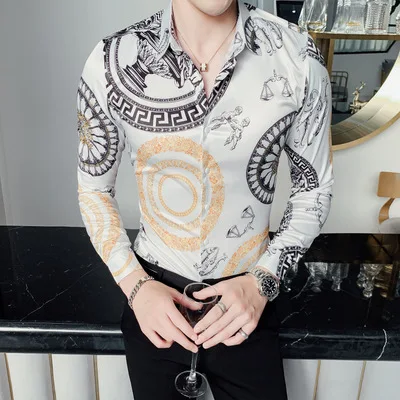 

Hot sale long sleeve mardi gras casual designer shirts for men 2021