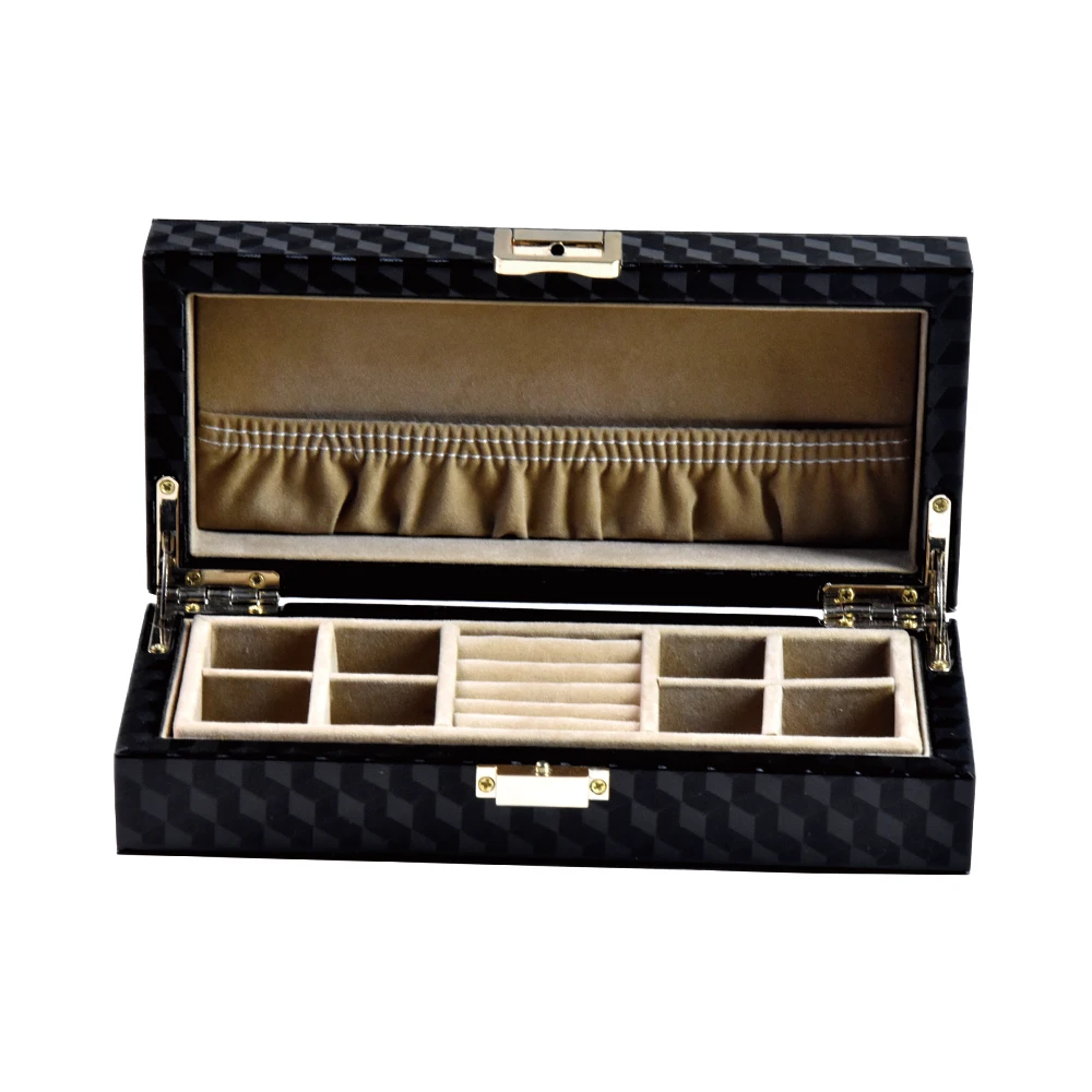 2019 High-end custom wooden leather jewelry storaging box with lock