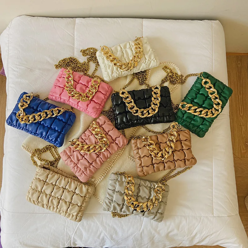 

Luxury pleated lattice vegan leather small bag women hand bags fashion big chain handbag ladies shoulder crossbody mini purse, 9colors