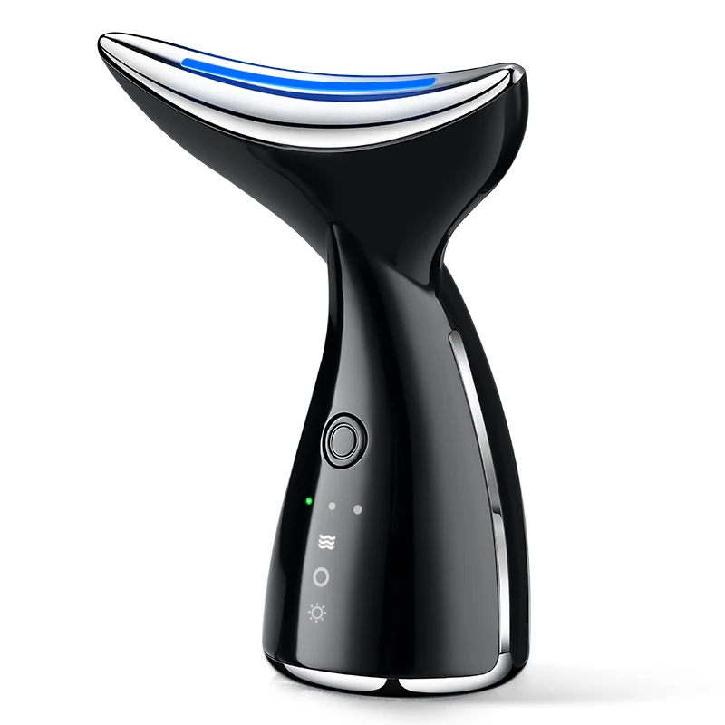 

2022 New Arrival Facial Massager LED Therapy EMS Massage High Frequency Vibration Neck Lift Face Massager, White/black