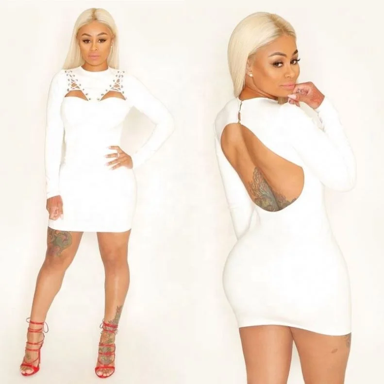 

2019 all white backless long sleeve bodycon mini dresses women