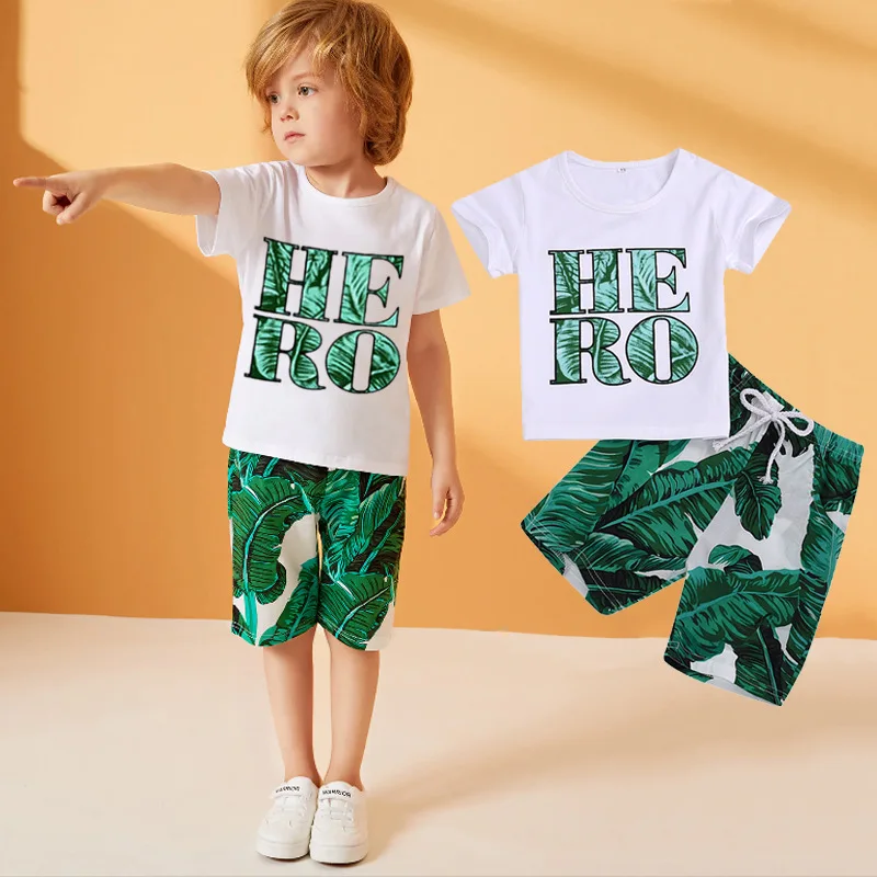 

Designer HERO Printing Summer Spring Cotton Children 2 pieces Summer Outfit