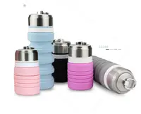 

New Item Collapsible Silicone Water Bottle With Steel Lids