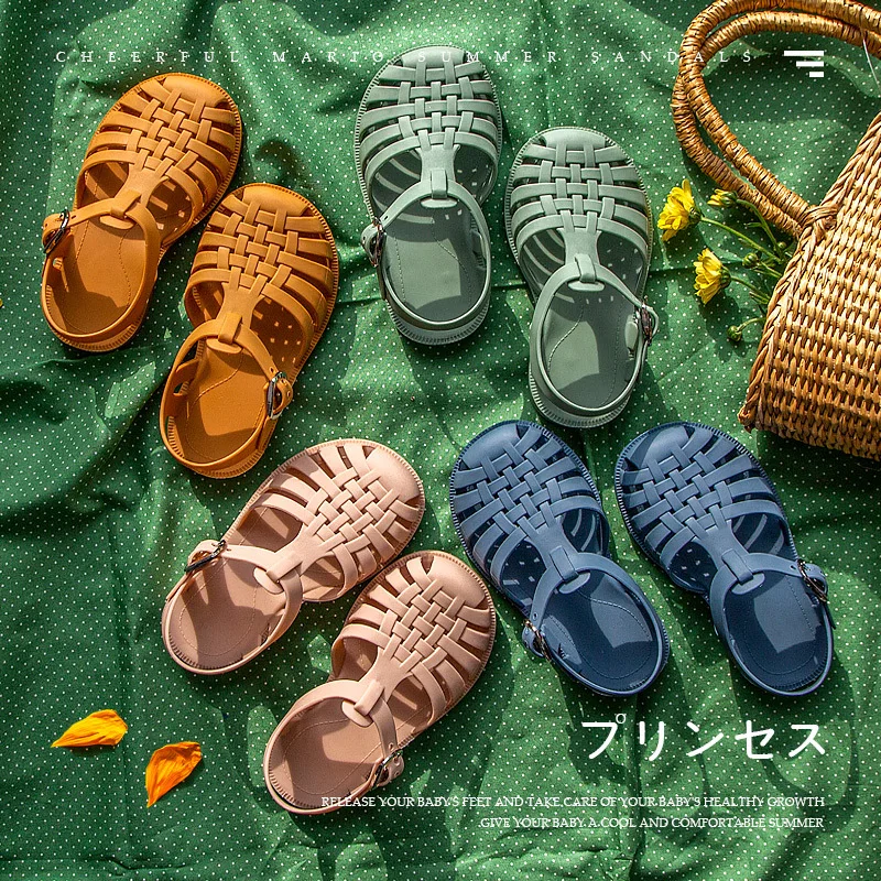 

Summer Children Sandals Baby Girls Toddler Soft Non-slip Princess Shoes Kids Candy Jelly Beach Shoes Boys Casual Roman Slippers, Navy, brown, pink, lake green