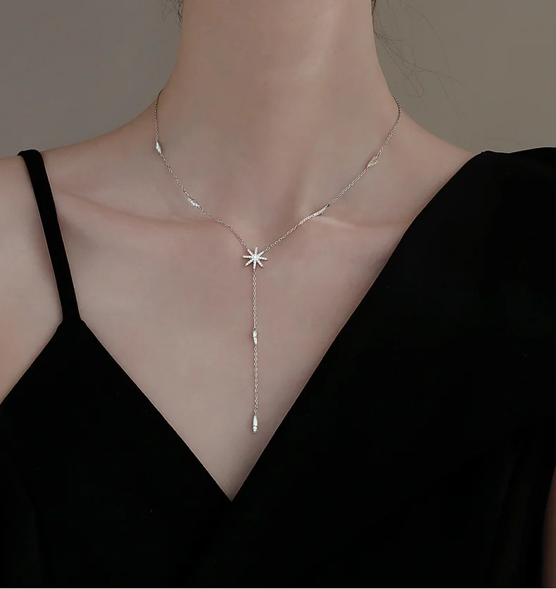 

Star Necklace 925 Sterling Silver Micro-encrusted Star Anise Stars Necklace For Women Gift Necklace