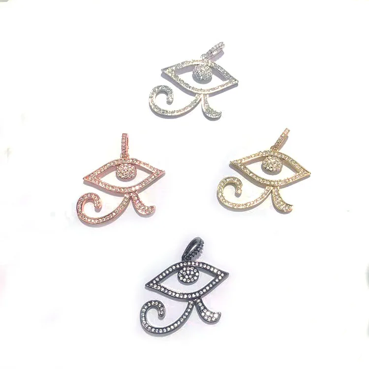 

CZ7588 High Quality Rose Gold CZ Micro Pave Egyptian Horus Eye Charm Pendant for Jewelry Making, Silver/gold/rose gold/gunmetal