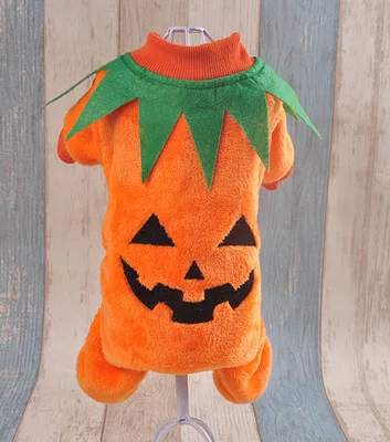 

zss139 Fall/Winter Halloween Pumpkin Thickened Coral Feet Change into Warm Pet Costume, Picture