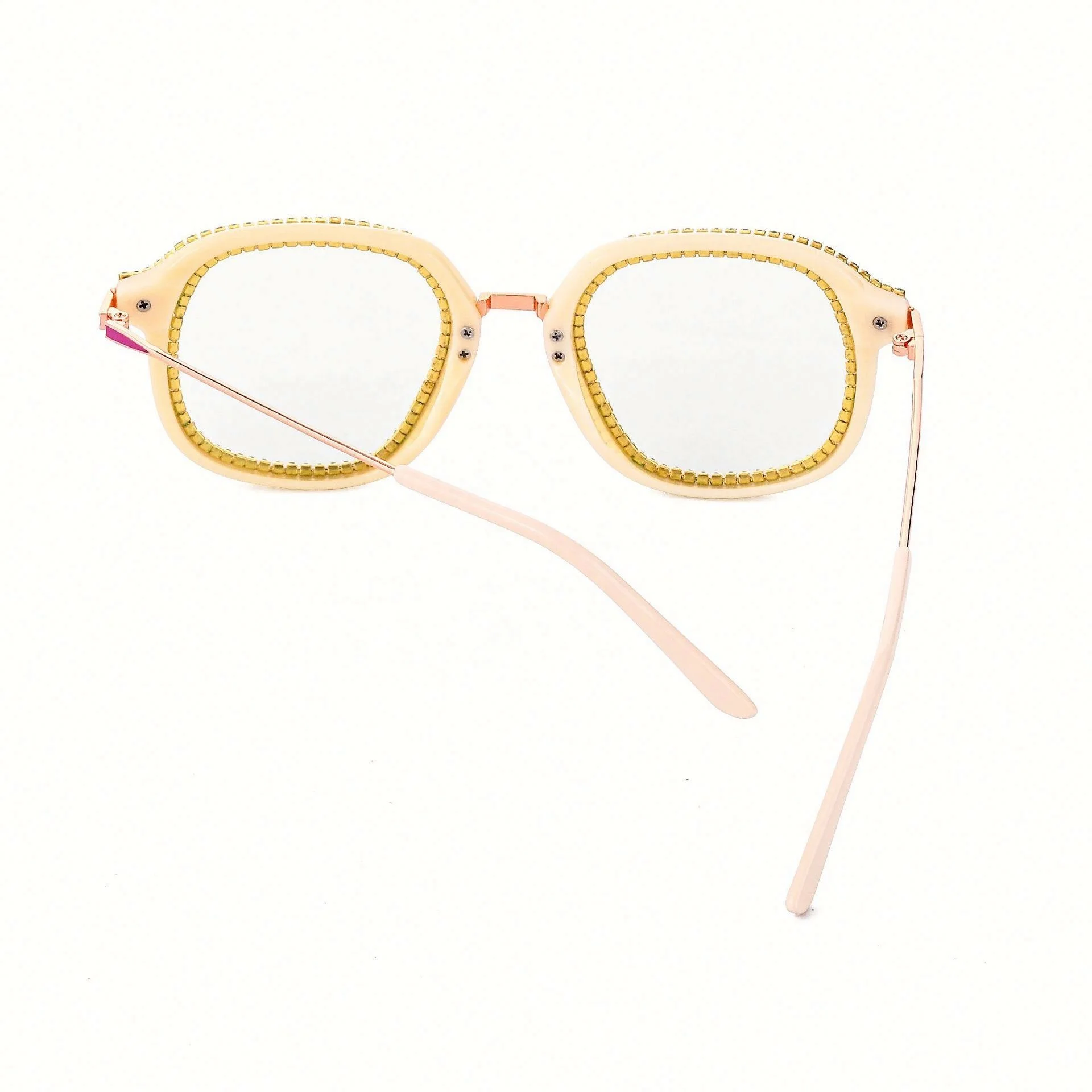

Square Retro Flat Mirror Rhinestone Transparent Eyewear Reading Glasses, Colors