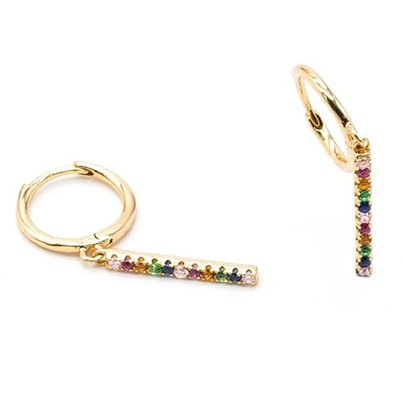 

ROXI rainbow bar shaking fashion colored diamond jewelry Huggies earrings