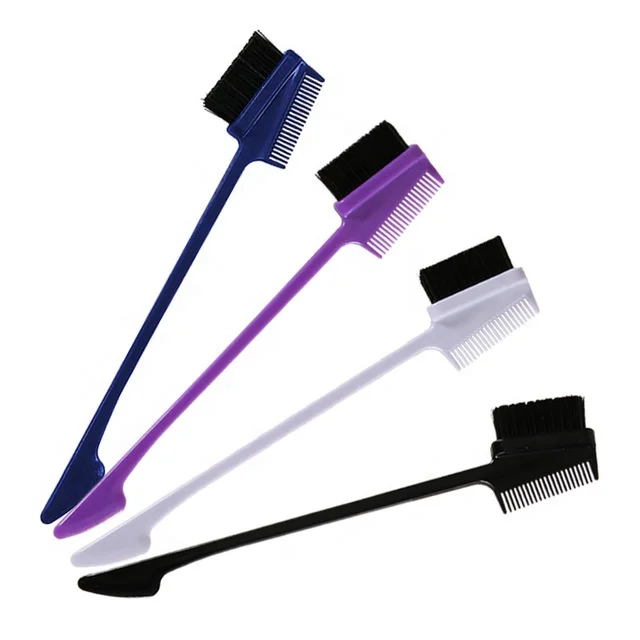 

New Style Edge Control Brush Dual Sided Edge Control Hair Brush Spatula Comb Eyebrow Brush, Blue, white, black, purple