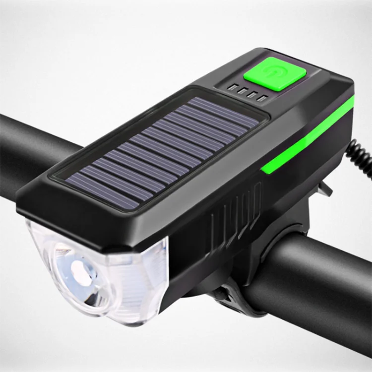 

Solar USB Rechargeable Shakeproof T6 High-brightness Bike Front Light With Horn