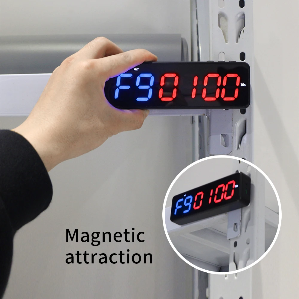 G&W GANXIN Mini Portable Gym Timer Interval Timer，Countdown Clock with Rechargeale and Built-in Magnetic Spine LED Digital Clock for Home Garage. Black 
