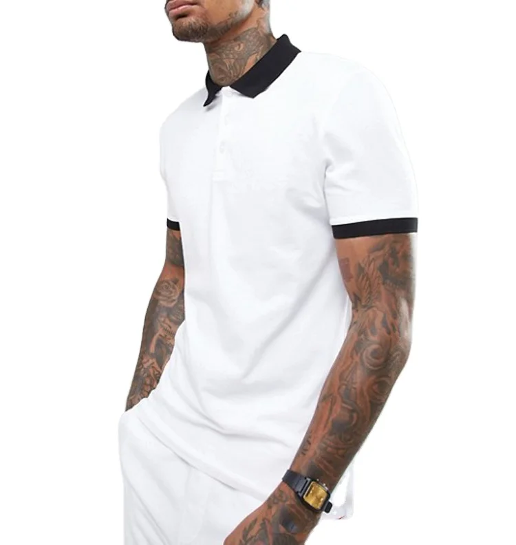 

Wholesale custom LOGO embroidery printed high quality muscle fit 100% cotton white Polo shirt men's Polo shirt