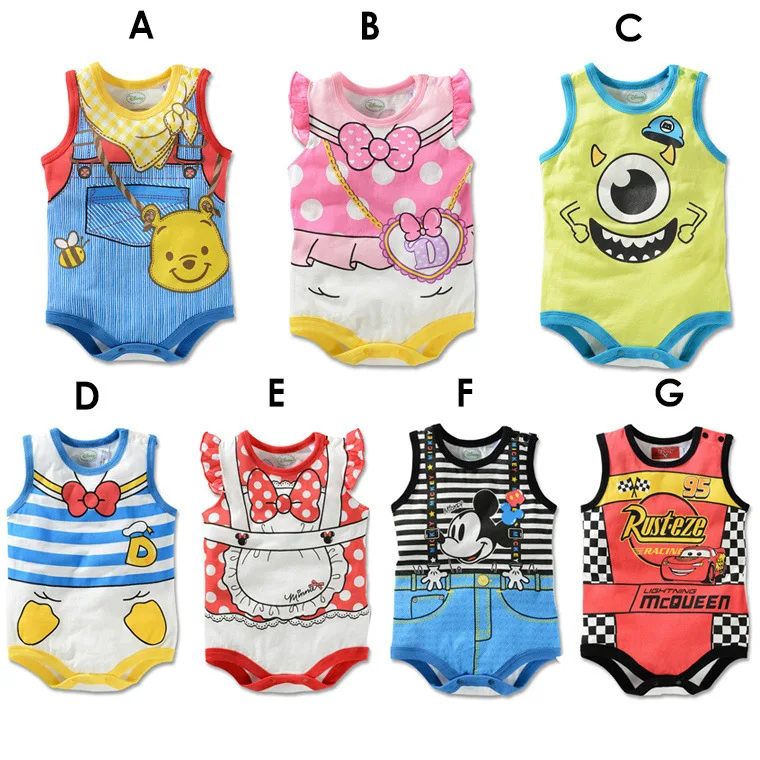 

Summer baby vest romper sleeveless print cartoon one-piece baby romper, Picture shows