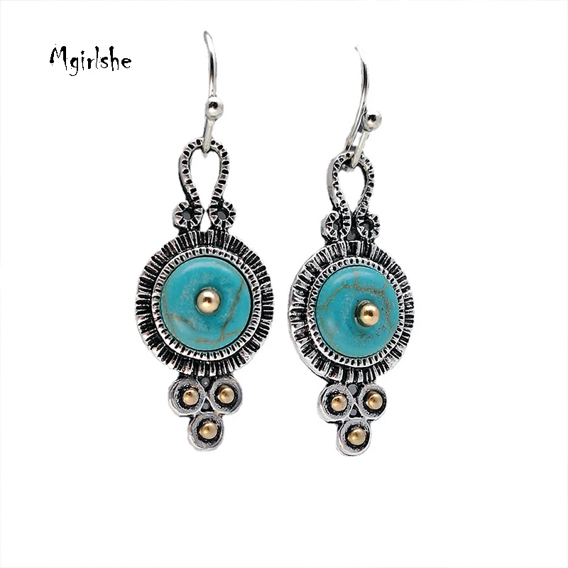 

Mgirlshe 2021 Cheap Bohemia Earrings Fashion Women Summer Beach Jewelry vintage Turquoise Earrings, Colors