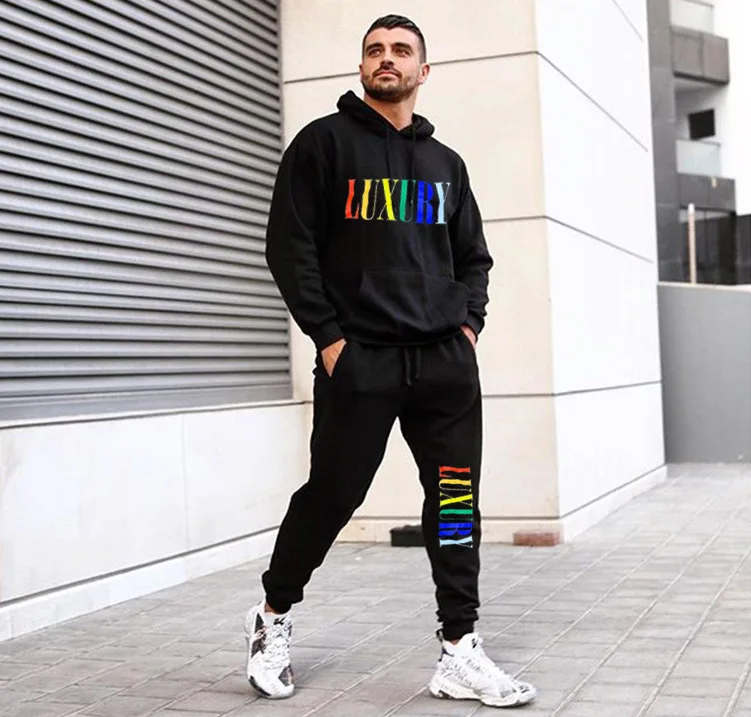 

High quality Polyester hoodie jogger set tracksuit two piece set for men