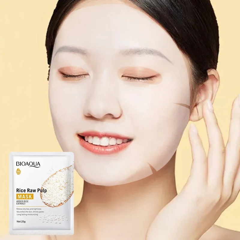 

BIOAQUA 25g moisturizing tightening nourishing pores shrinking dryness relieving fashion rice raw pulp silk cosmetic facial mask