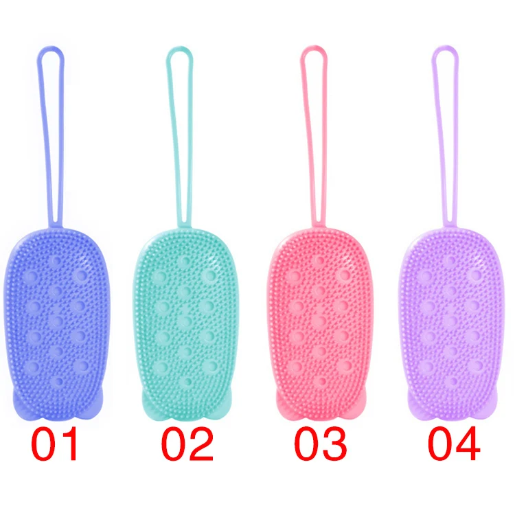 

E1666 Household Kids Shower Cleansing Soft Sponge Bubble Scrubber Brush Silicone Double Sided Body Bath Brush, Picture