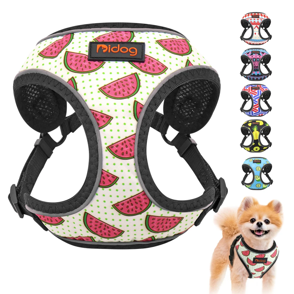 

Nylon Reflective Dog Cat Harness Vest Printed French Bulldog Harness Puppy Small Medium Dogs Cats Harness For Chihuahua Walking, Rose/blue/black/white