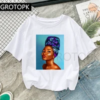 

Wholesale Harajuku New Fashion Loose Cartoon Black Girl Print Tops Short Sleeve O-Neck New Women's T-Shirt