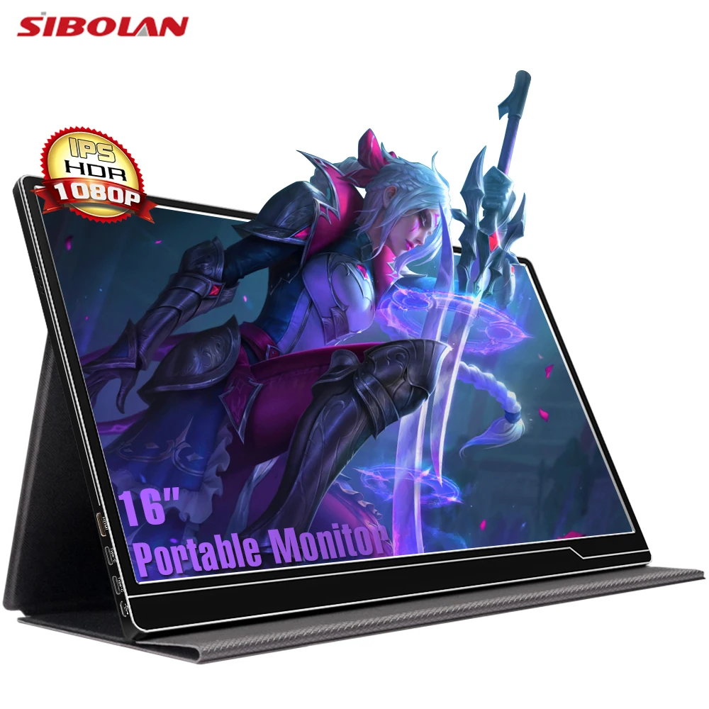 

Sibolan Gaming portable 16 inch display hd 1080p portable monitor Led Ips Panel Portable Gaming Monitor For Laptop Ps4 Desktop