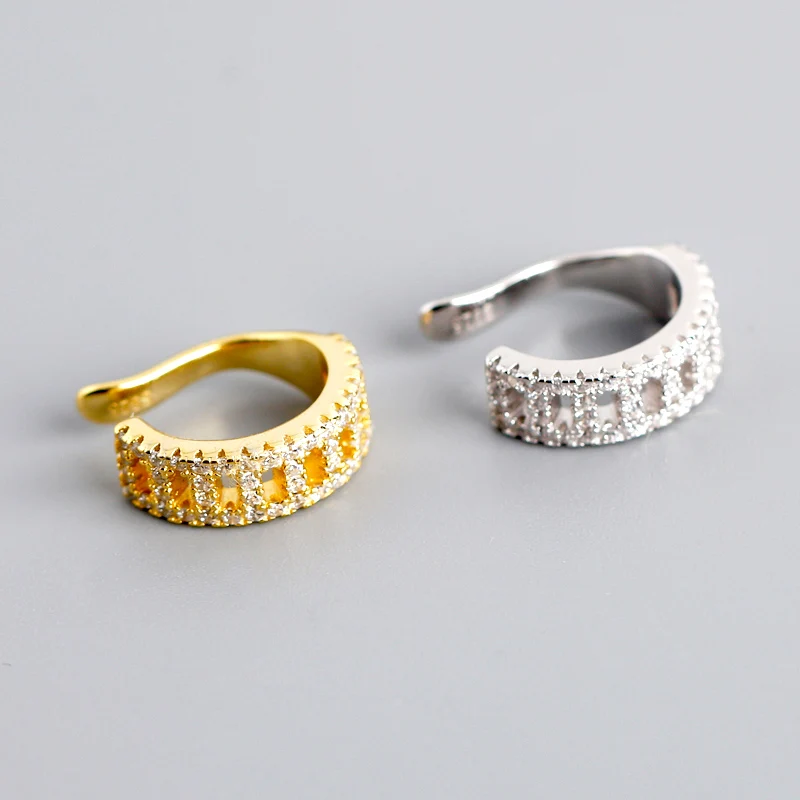 

RINNTIN CL01 925 sterling silver CZ Ear Clip 18K gold plated ear cuffs earrings Jewelry For Women 1pcs