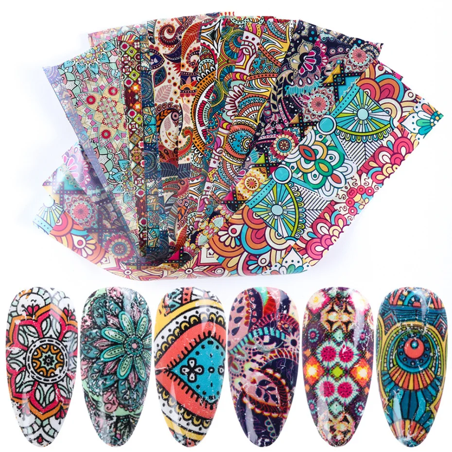 

2020 Popular Self Adhesive Starry Sky Nail Decals Transfer Paper Totem Retro Vintage Ethnic Style Designer Nail Foil