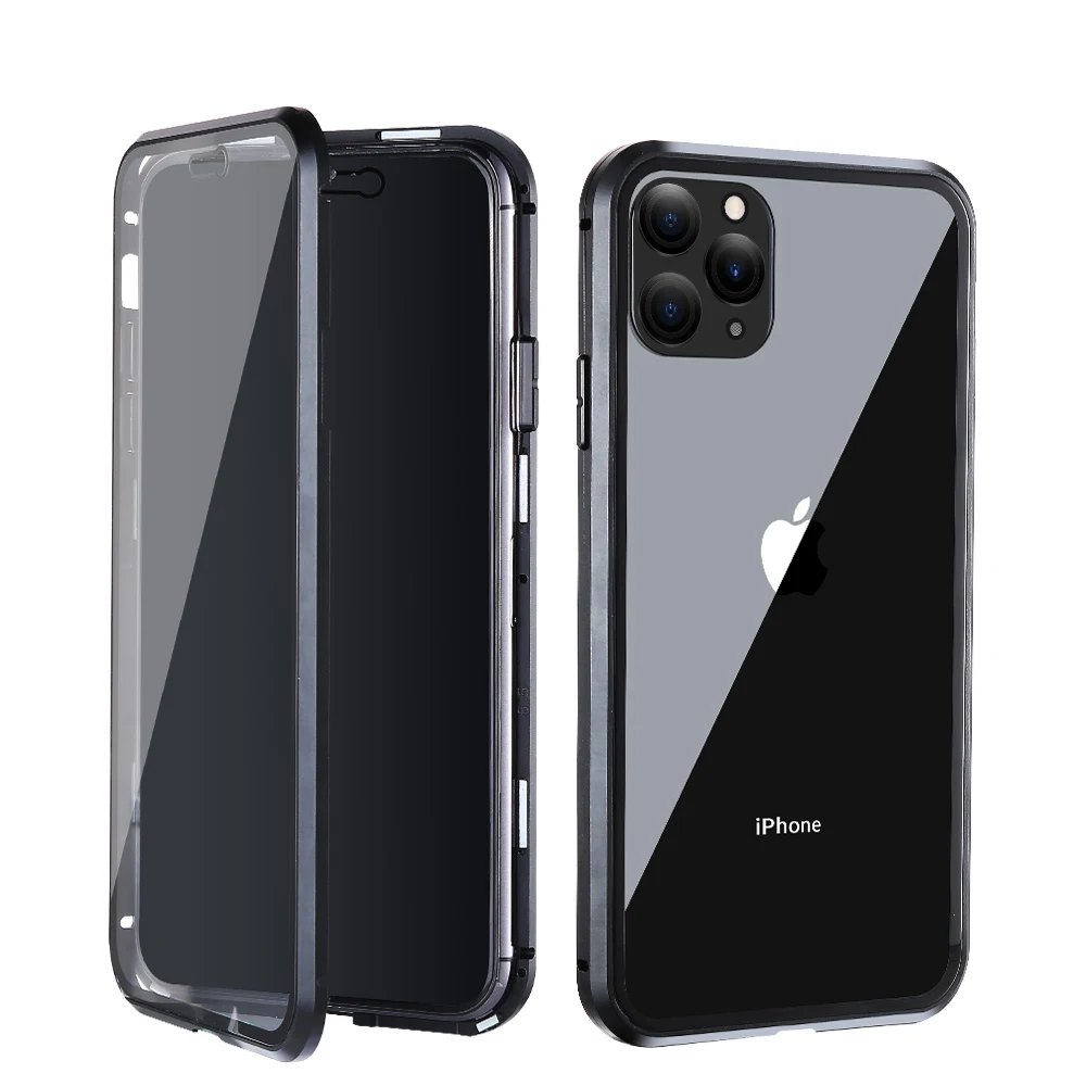

Free Shipping FLOVEME Full Cover Magnetic Adsorption Tempered Glass Case For iPhone 11 Pro Max Mobile Phone Case