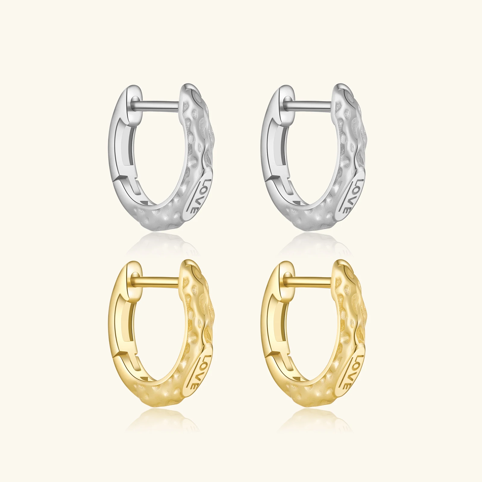 FUAMAY 18k Gold Plated Irregular Geometric Hoop Earring Base 925 Silver Lead Free Nickel Free Love Letter Design for Engagement