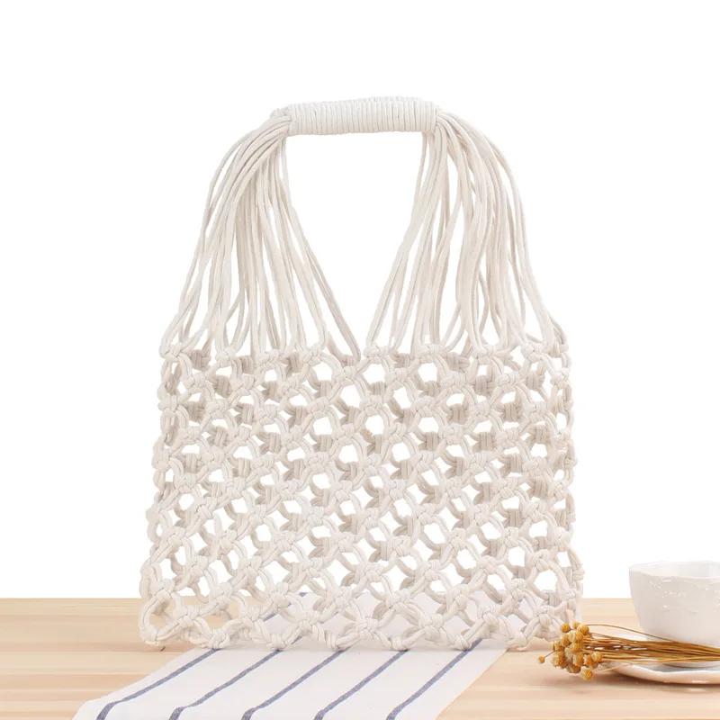 

Retro Woven Natural Straw Rattan Beach Handbag Summer Beach Mesh Hollow out Tote Shoulder Bag, 6color