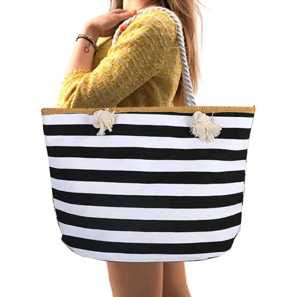 

Extra Large Beach Bag Tote Straw Bag With Waterproof Inside Lining Tote Bag with Rope Handles, Many