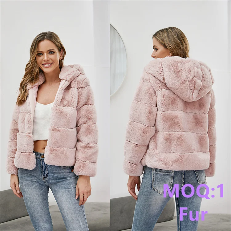 

Luxury Coat Shaggy Jacket Woman Ladies Womens Women Hood Crop Top Faux Pink White Black Plus Size Fur Coats, Picture showns