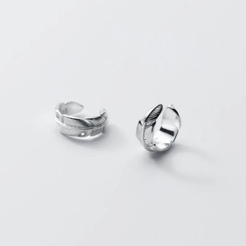 Retro Punk Style 925 Sterling Silver Feather Women Men Cuff Earrings for Women Gifts Fine Jewelry