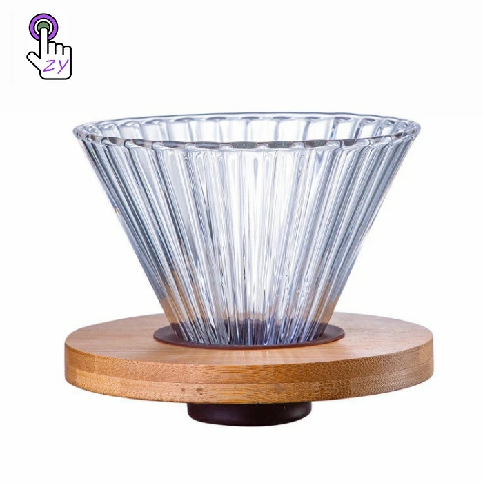 Coffee Dripper Hand Drip Filter Cup With Wooden Pallet Multicolor High-Temperature Resistant Glass Filter