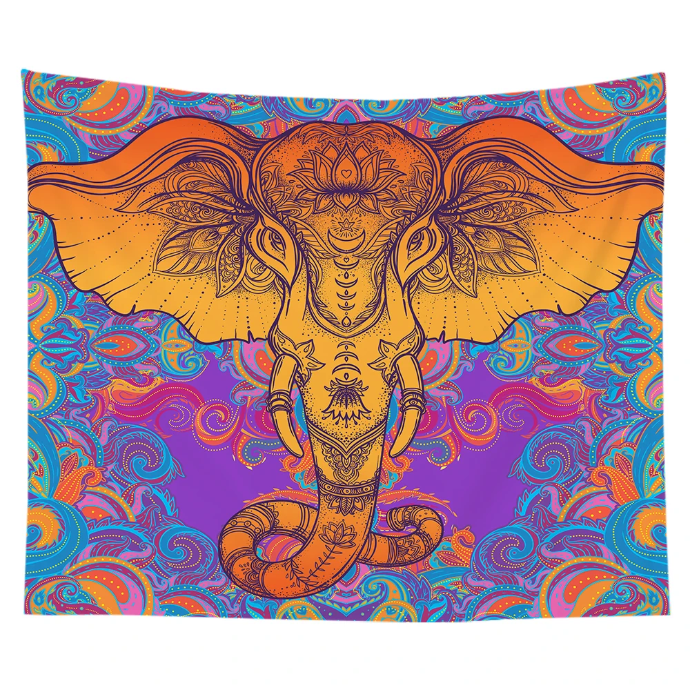 

Amazon hot sale custom design tapestry psychedelic elephant hippie landscape psychedelic wall hanging tapestry, Multi color