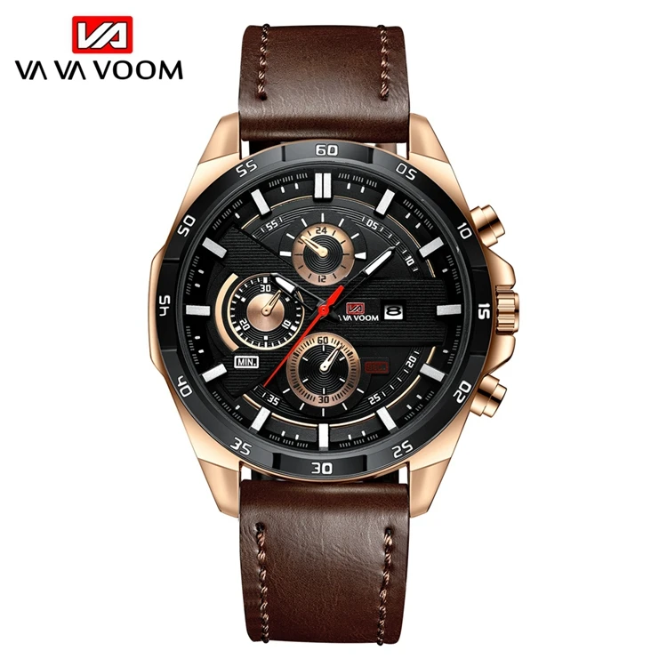 

VAVA VOOM VA-216 Fashion Men Waterproof Wrist Watch Analog Quartz Men's Fashion Leather Strap Man Watch