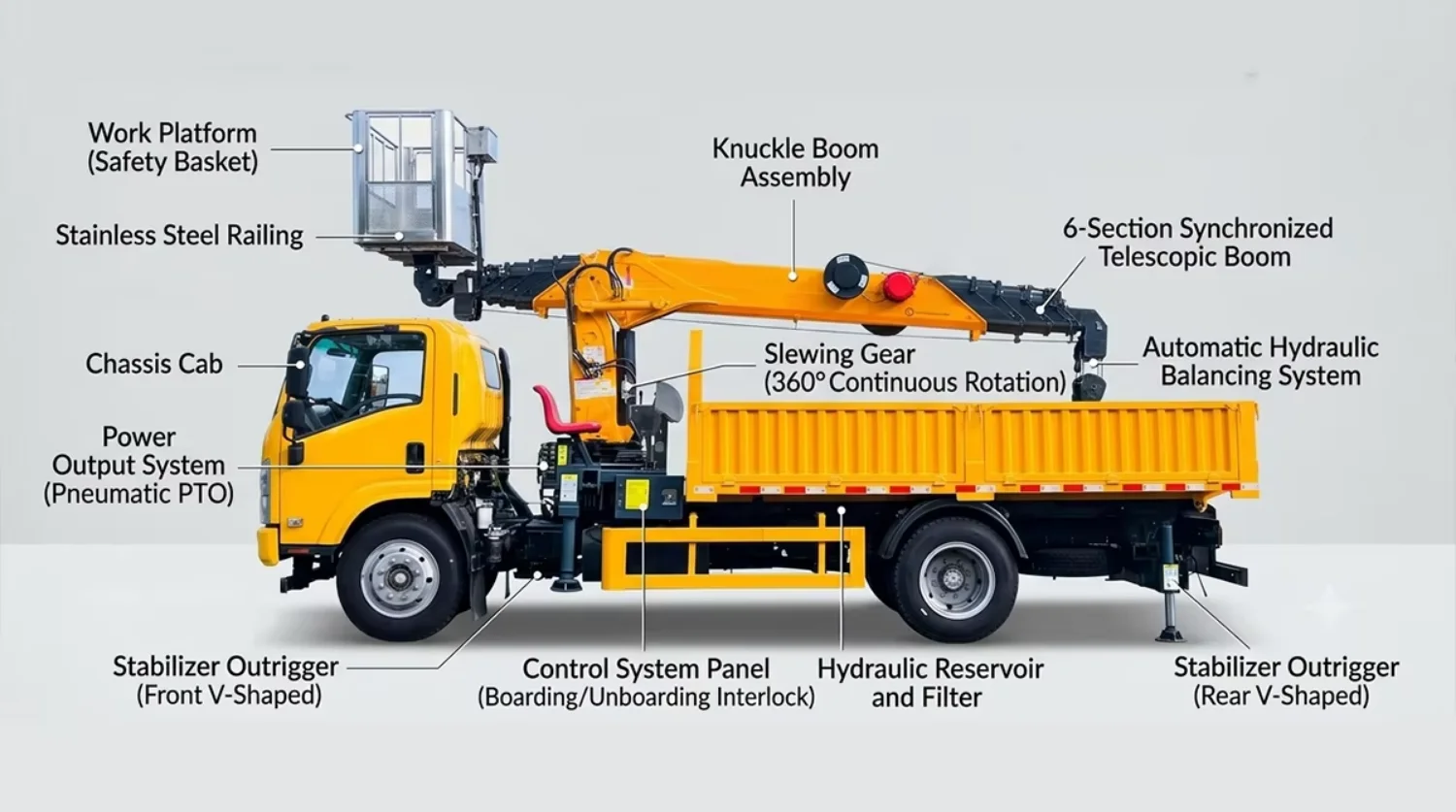 20M Aerial Platform Truck High Efficiency Truck Mounted Crane Lifting for Construction and Maintenance