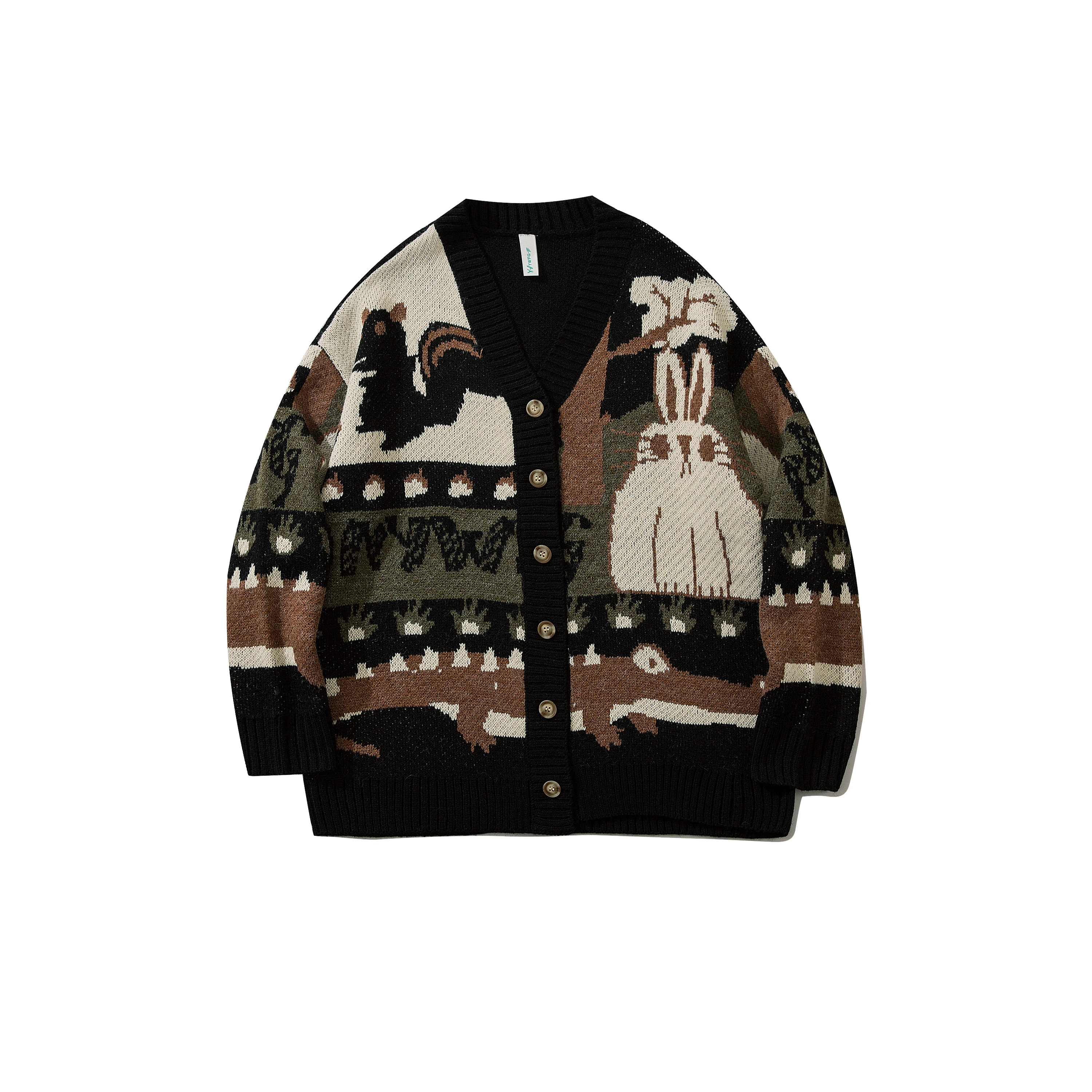 

Custom Men's Street Wear Wool Jacquard Knit Vintage Plus Size Loose Crew Neck Pullover Sweater
