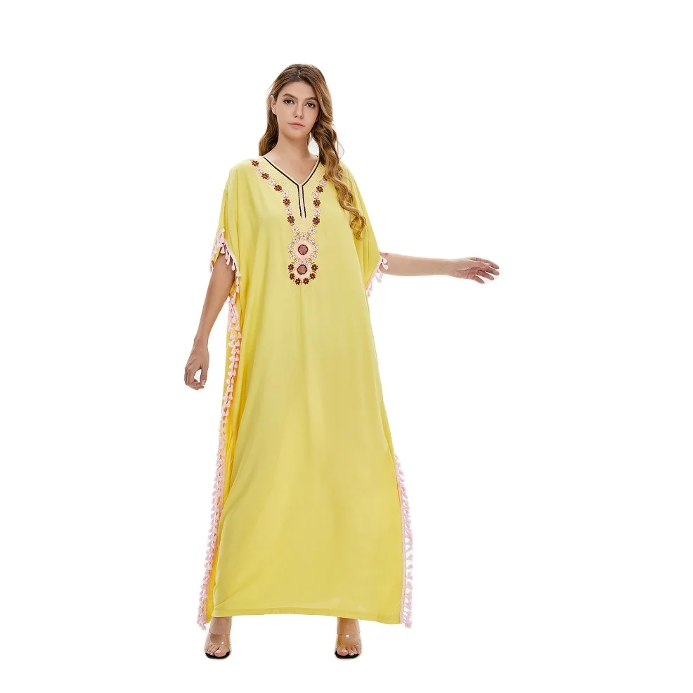 

Wholesale custom Muslim women's plus size printed dress loose big Islamic robe