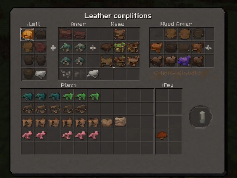 Leather armor dye combinations in Minecraft inventory